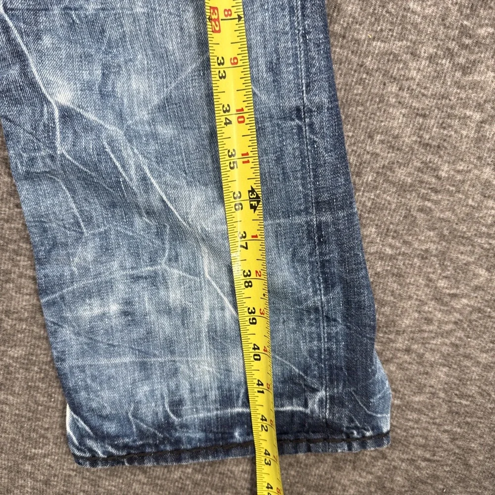 True Religion Ricky Super T Straight Leg Jeans Mens Size 33 Whiskered Wash USA